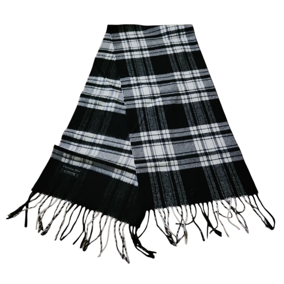 Dior Black and White Plaid Scarf - Picture 1 of 5